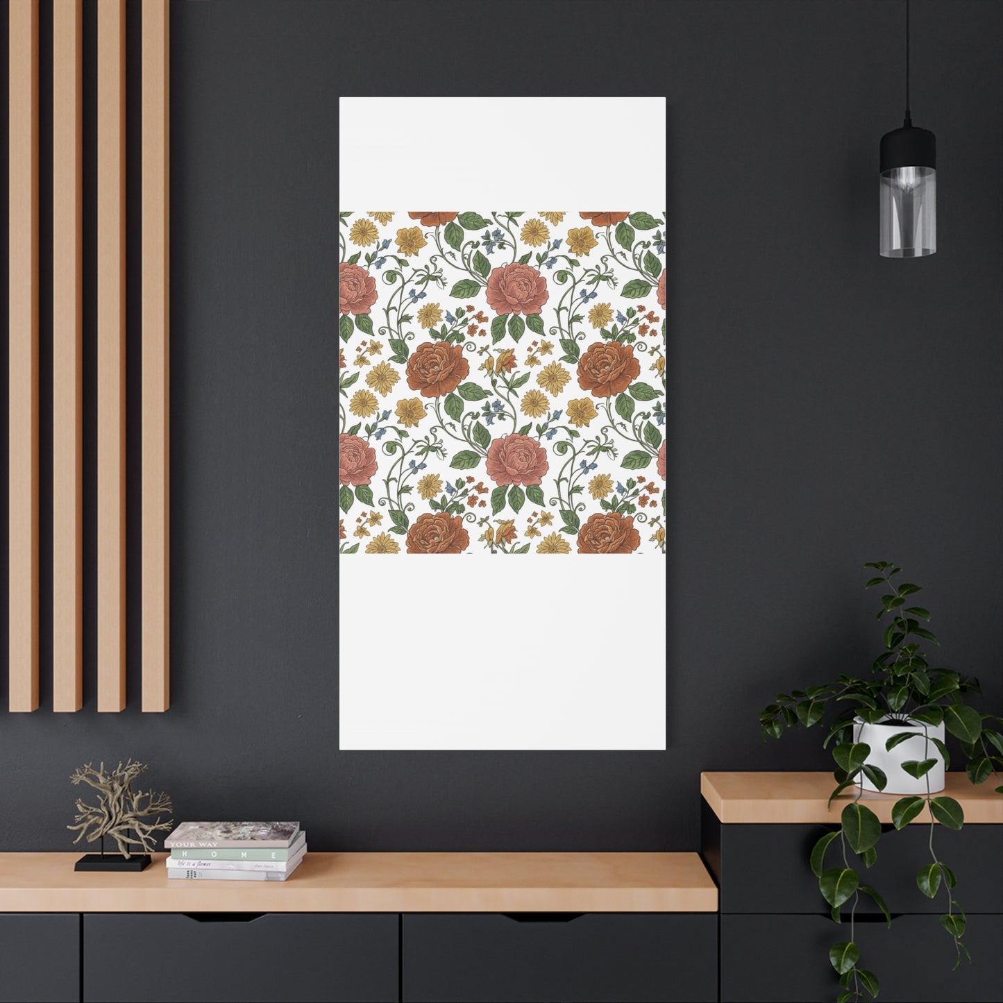 Rustic Floral Pattern Canvas | Folk Repeat Cottage Floral Print