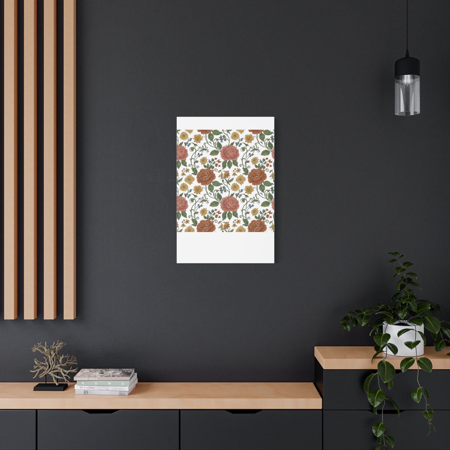 Rustic Floral Pattern Canvas | Folk Repeat Cottage Floral Print