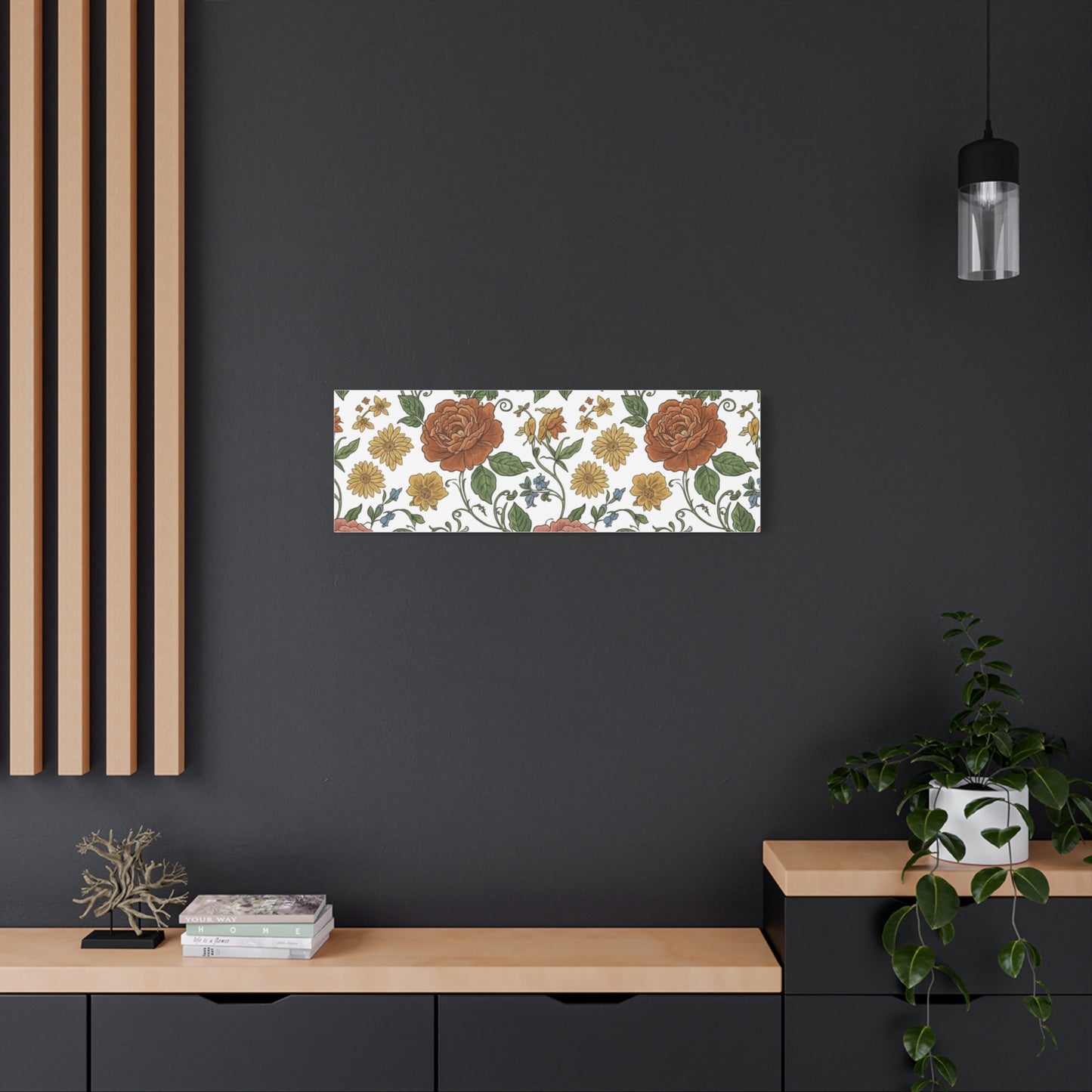Rustic Floral Pattern Canvas | Folk Repeat Cottage Floral Print