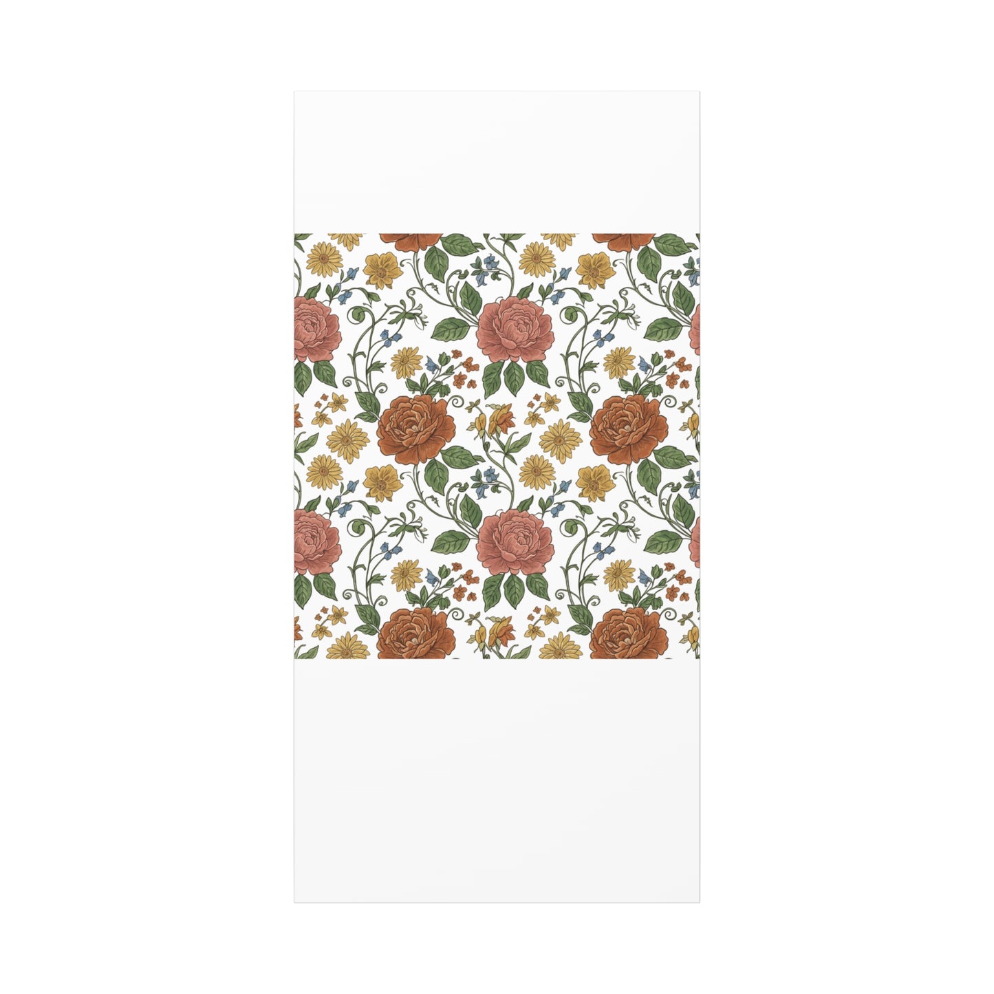 Rustic Floral Pattern Canvas | Folk Repeat Cottage Floral Print