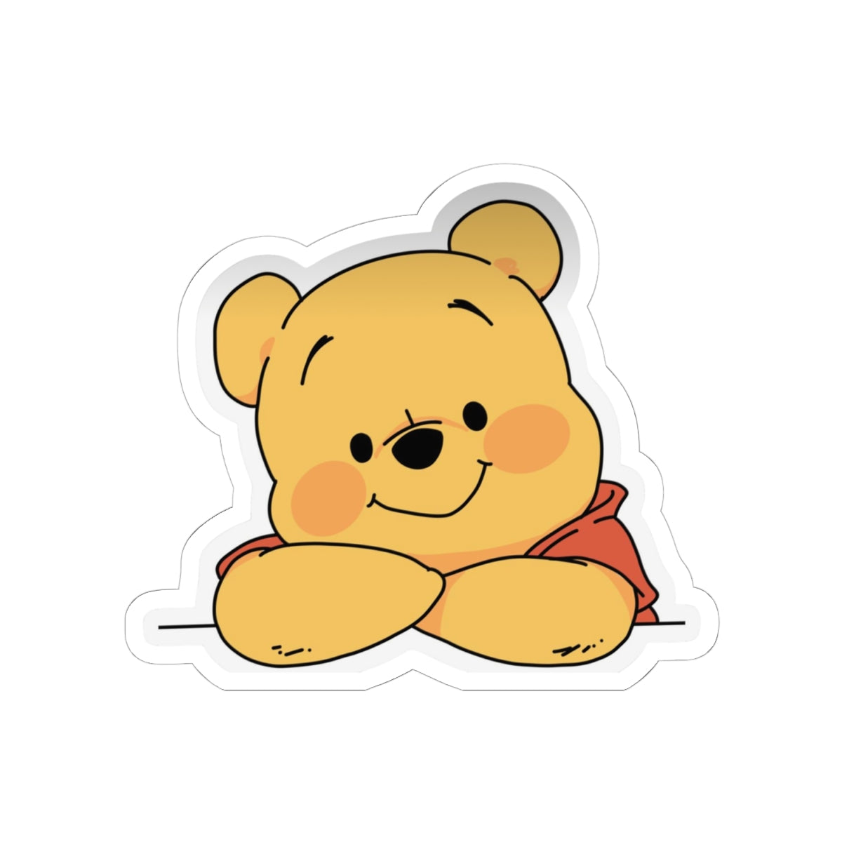 Cute Pooh Bear Kiss-Cut Sticker — Adorable Laptop & Water Bottle Decal