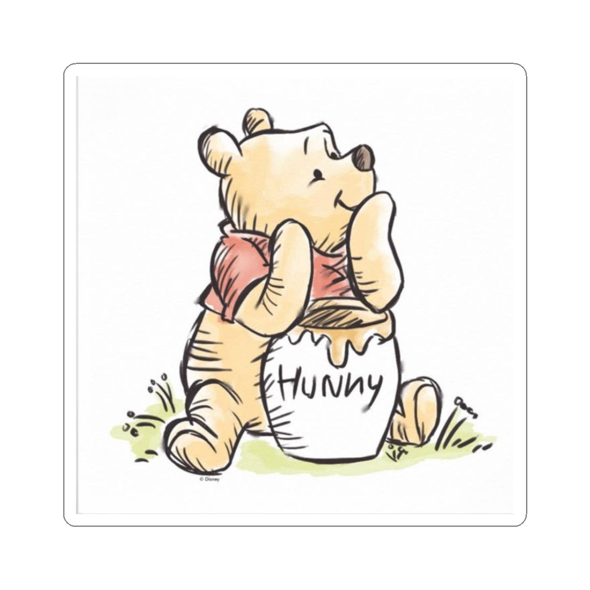 Kiss-Cut Sticker — Cute Bear with “Hunny” Pot Illustration