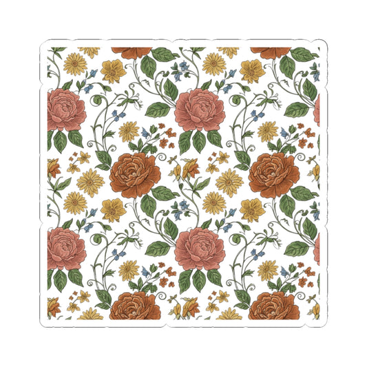 Rustic Floral Repeat Sticker | cottage floral pattern, vintage wallpaper