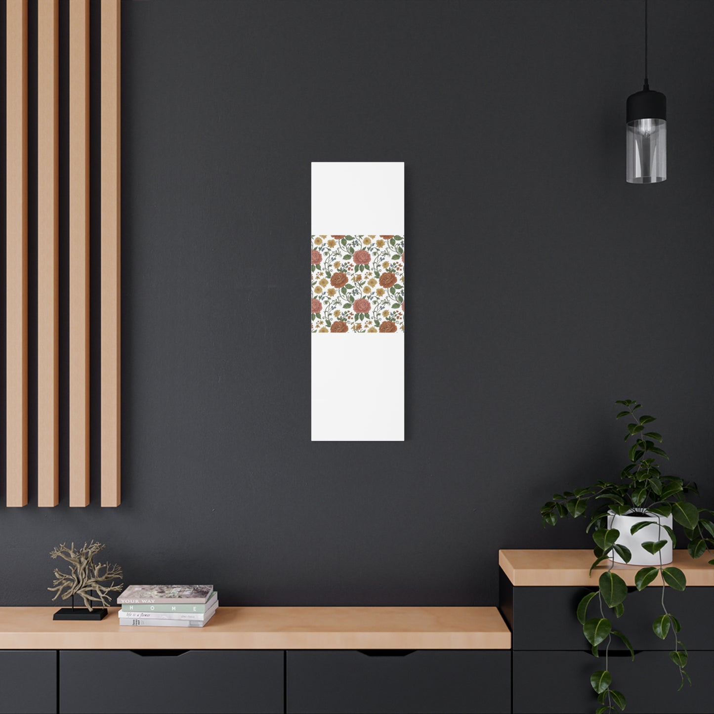 Rustic Floral Pattern Canvas | Folk Repeat Cottage Floral Print