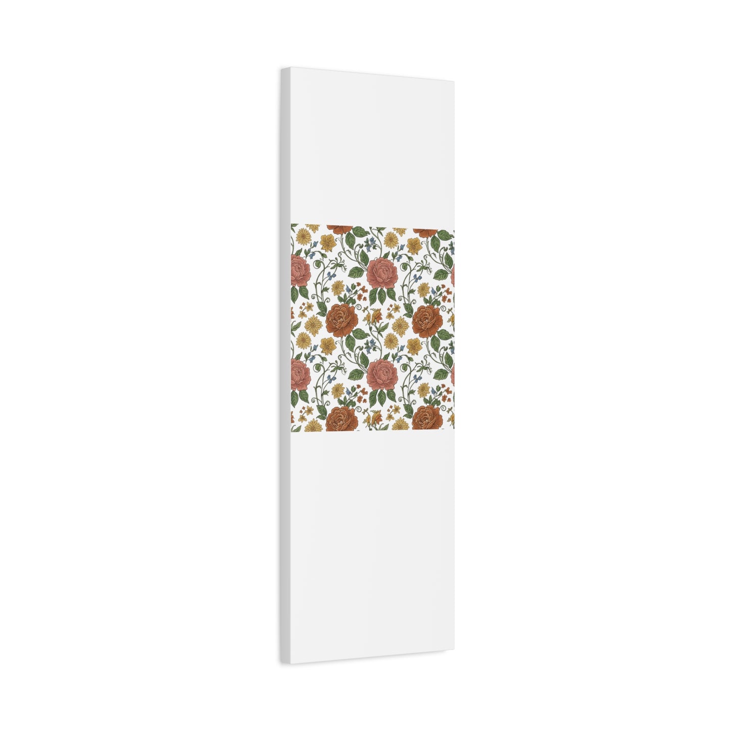 Rustic Floral Pattern Canvas | Folk Repeat Cottage Floral Print