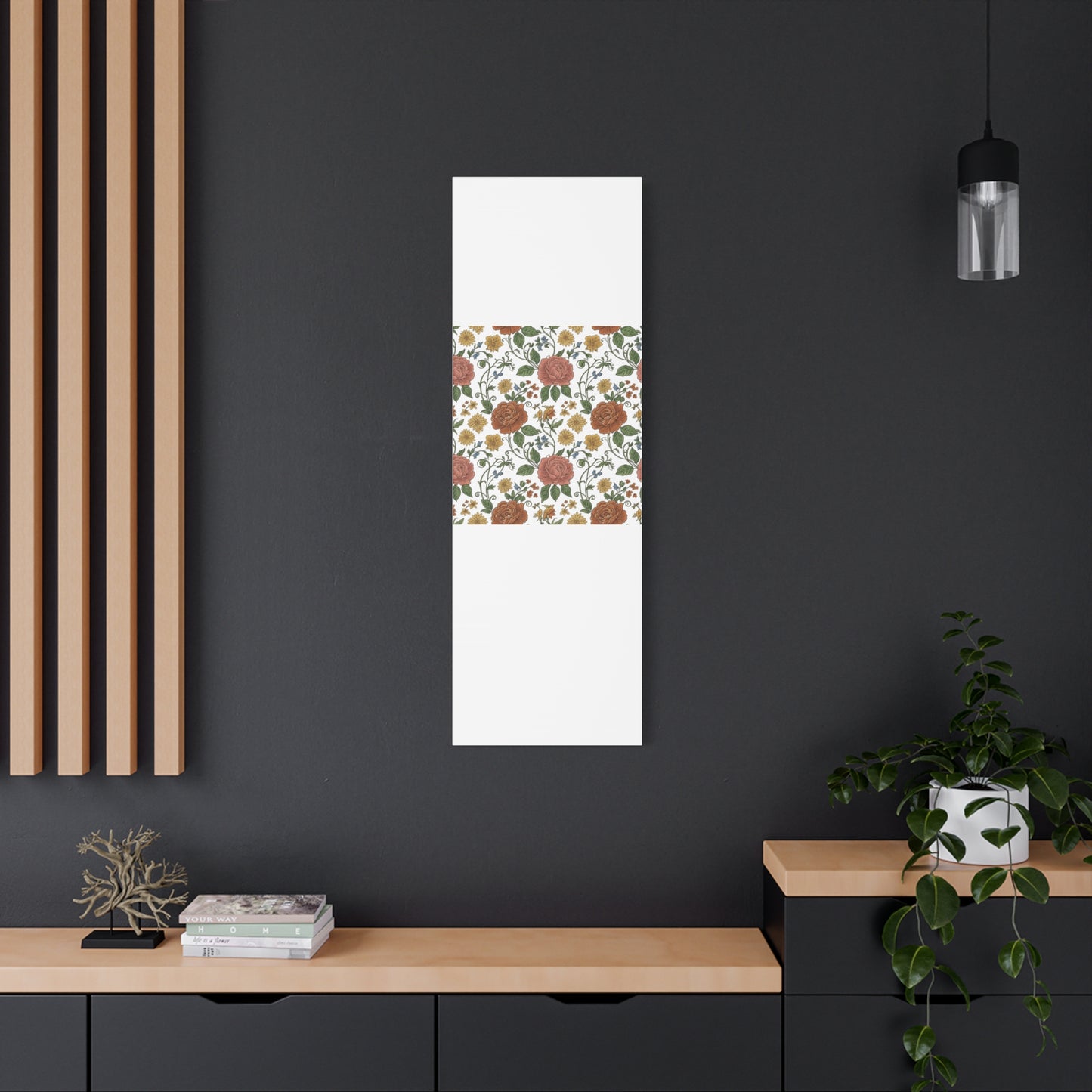 Rustic Floral Pattern Canvas | Folk Repeat Cottage Floral Print