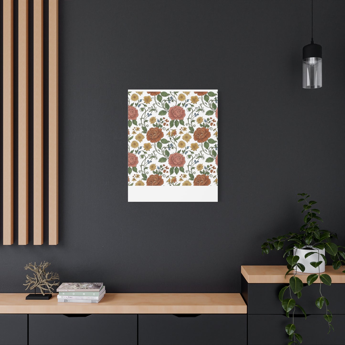 Rustic Floral Pattern Canvas | Folk Repeat Cottage Floral Print