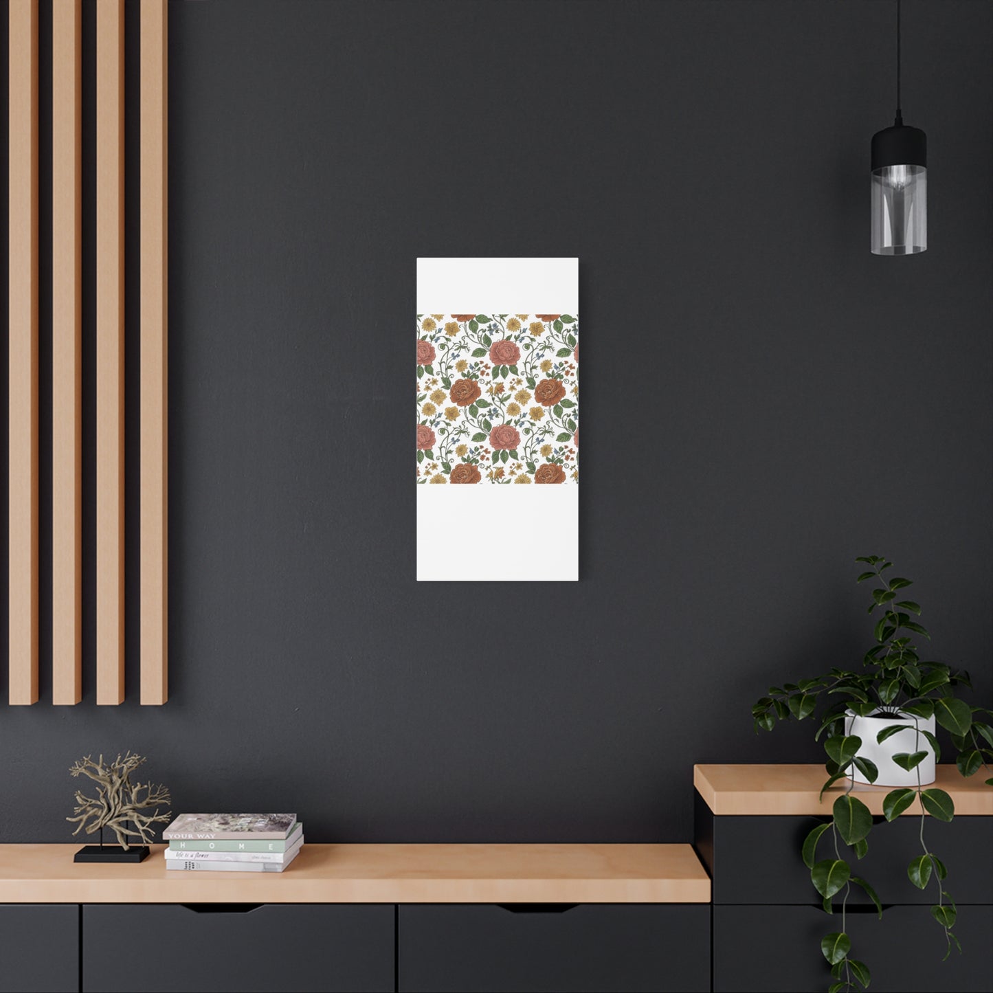 Rustic Floral Pattern Canvas | Folk Repeat Cottage Floral Print