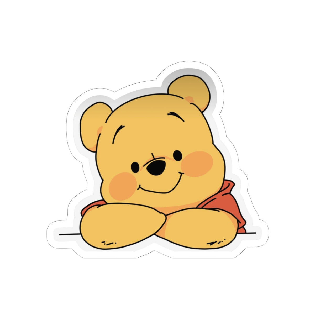 Cute Pooh Bear Kiss-Cut Sticker — Adorable Laptop & Water Bottle Decal
