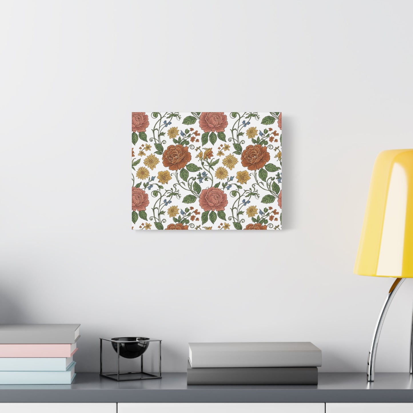 Rustic Floral Pattern Canvas | Folk Repeat Cottage Floral Print