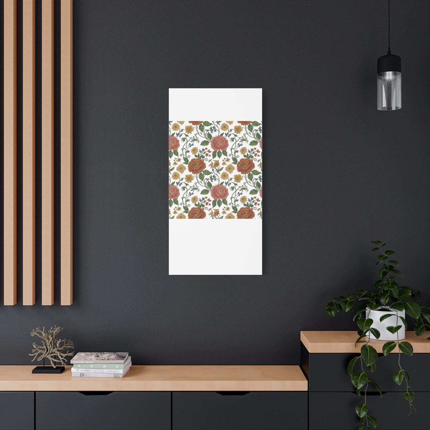 Rustic Floral Pattern Canvas | Folk Repeat Cottage Floral Print