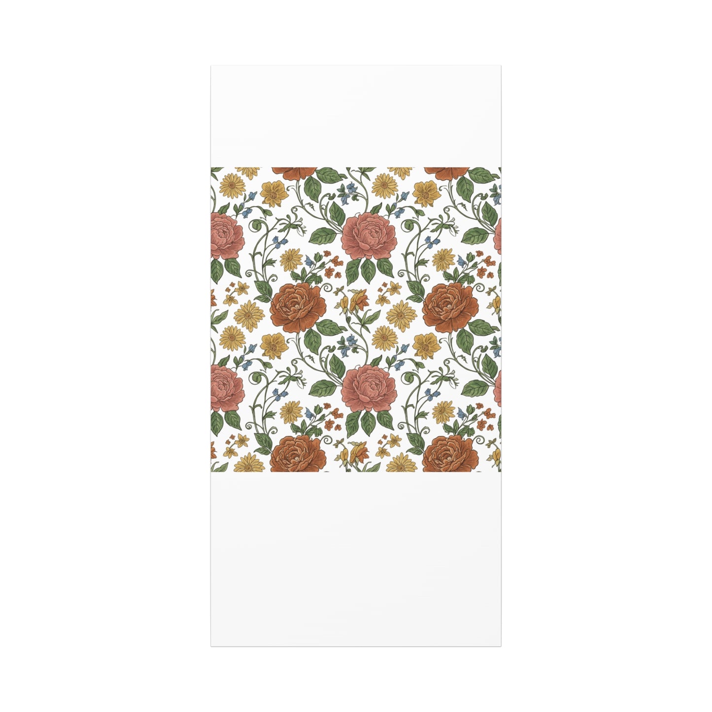 Rustic Floral Pattern Canvas | Folk Repeat Cottage Floral Print