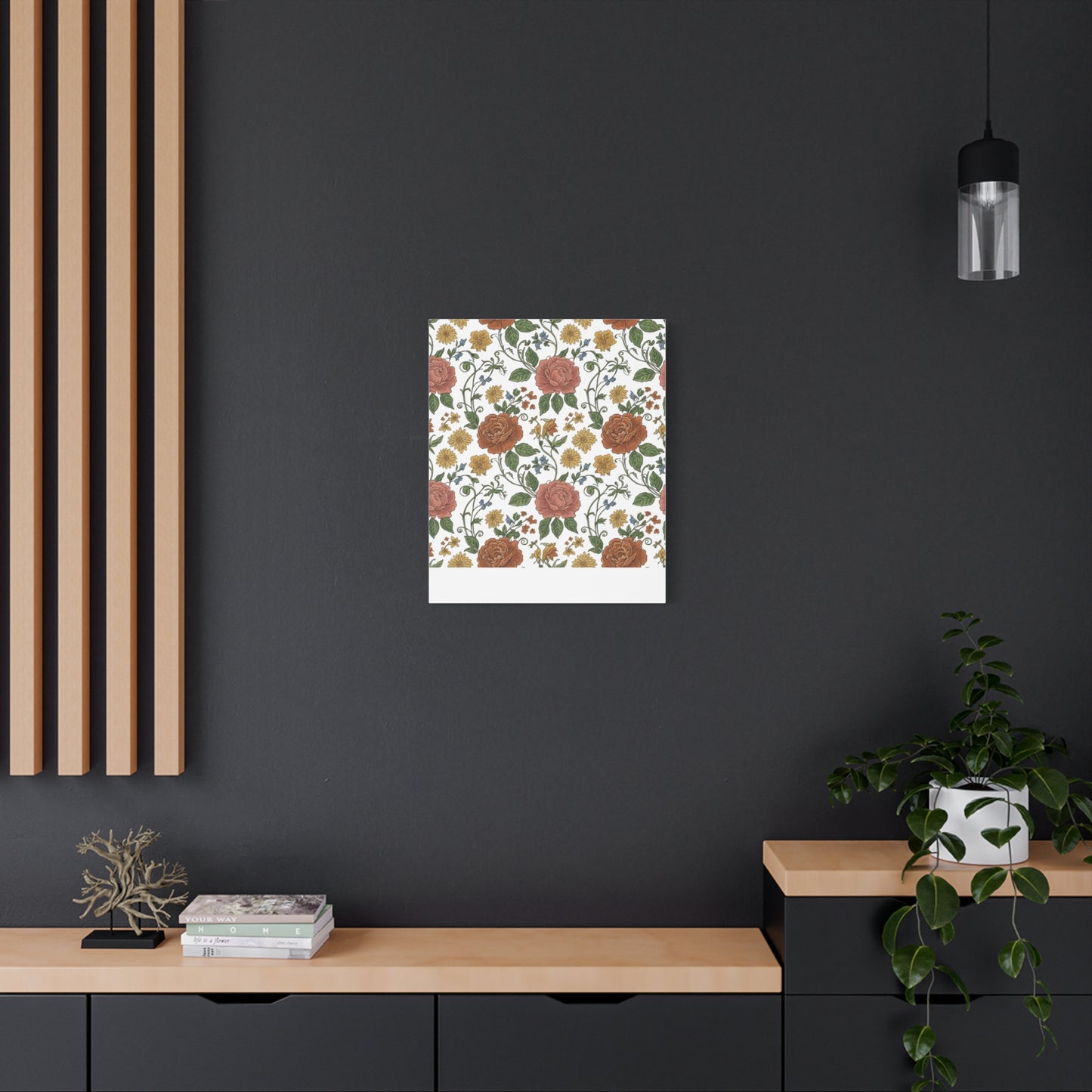 Rustic Floral Pattern Canvas | Folk Repeat Cottage Floral Print