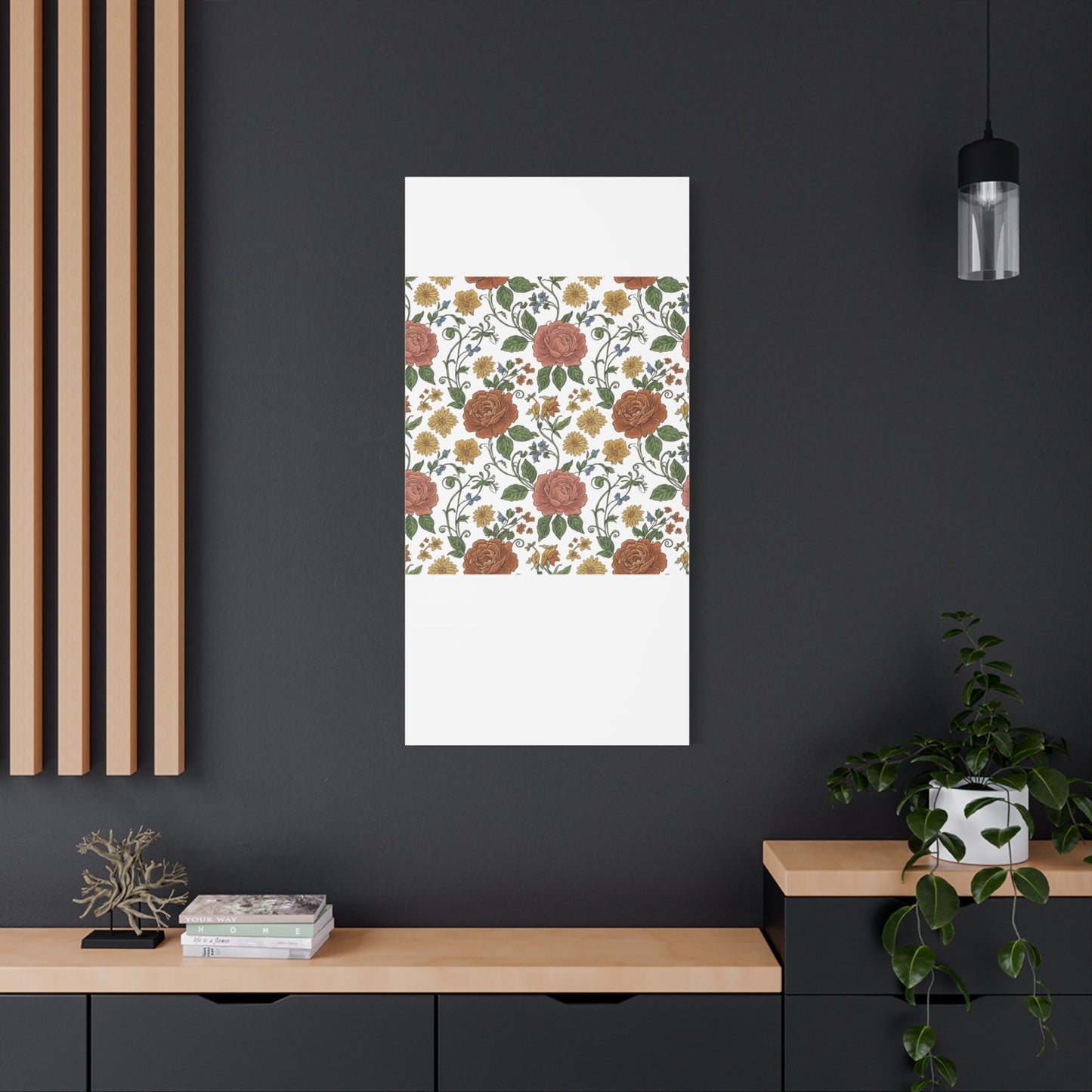 Rustic Floral Pattern Canvas | Folk Repeat Cottage Floral Print