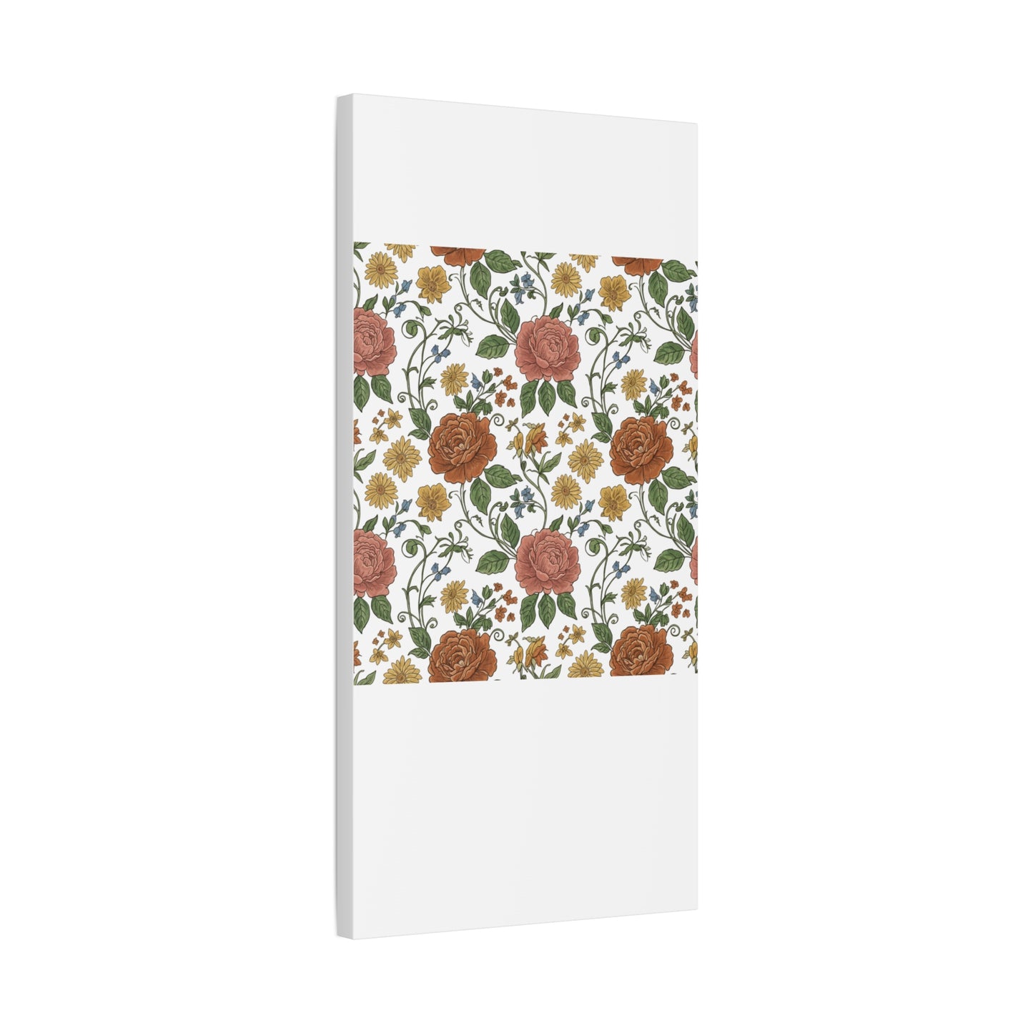 Rustic Floral Pattern Canvas | Folk Repeat Cottage Floral Print