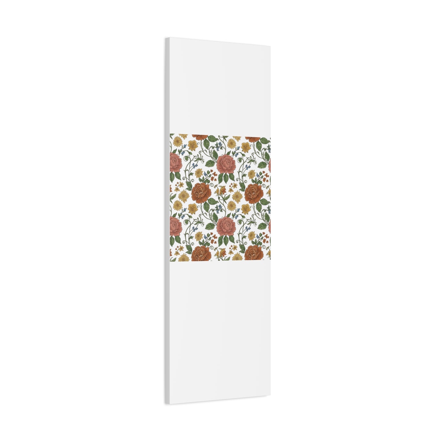 Rustic Floral Pattern Canvas | Folk Repeat Cottage Floral Print