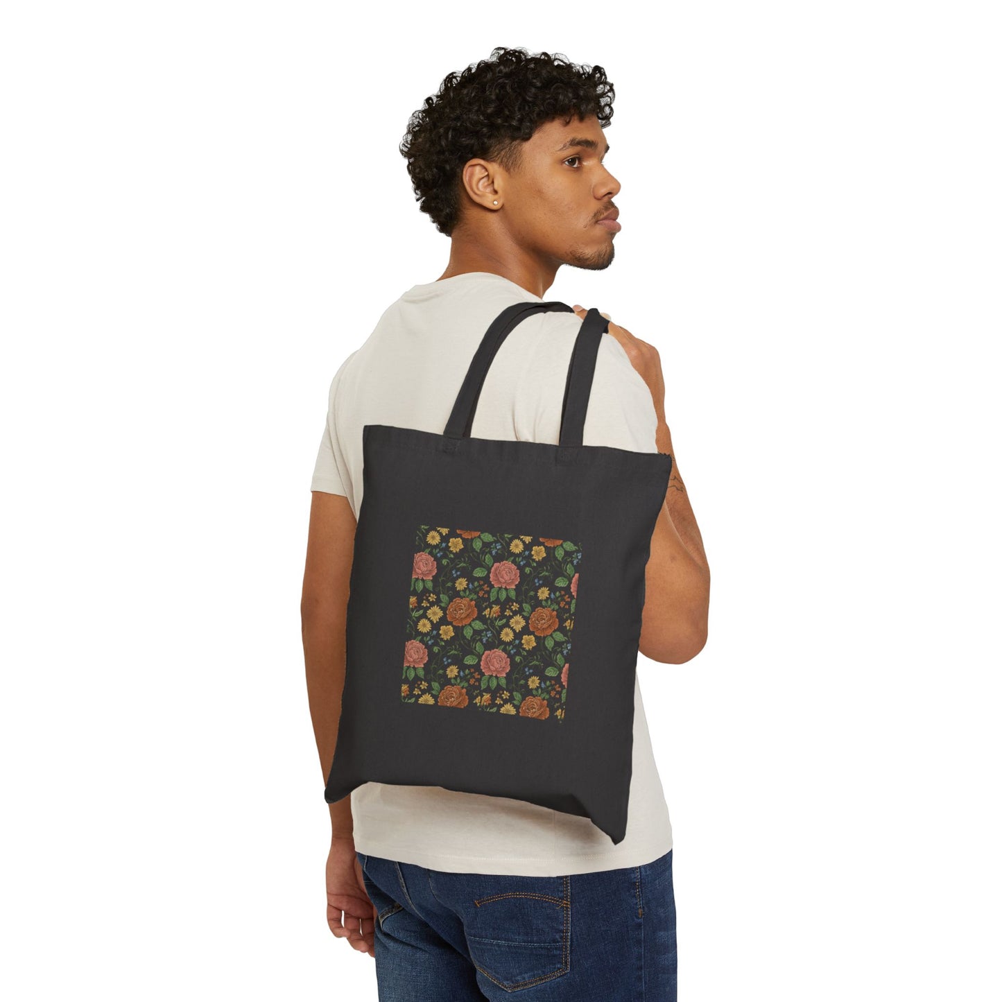 Rustic Floral Pattern Tote | cottage floral print, folk repeat