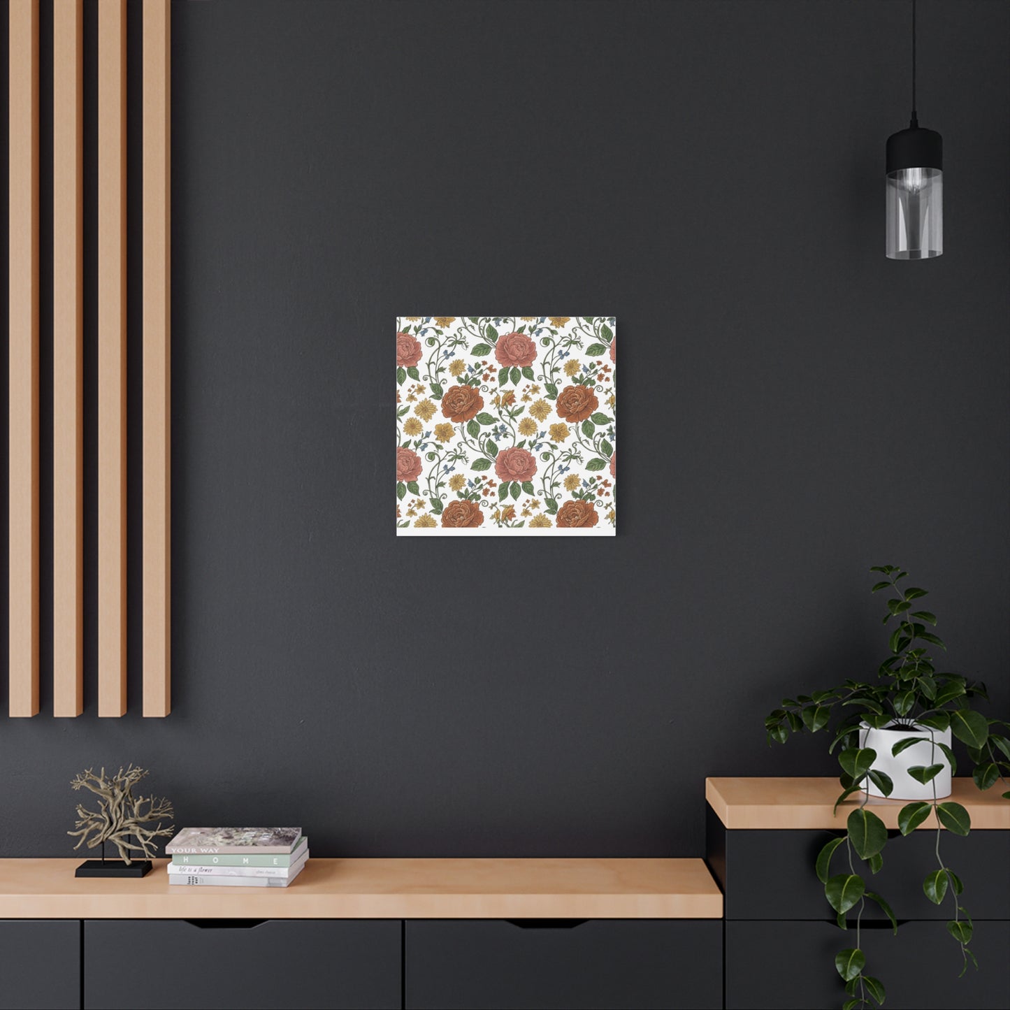 Rustic Floral Pattern Canvas | Folk Repeat Cottage Floral Print