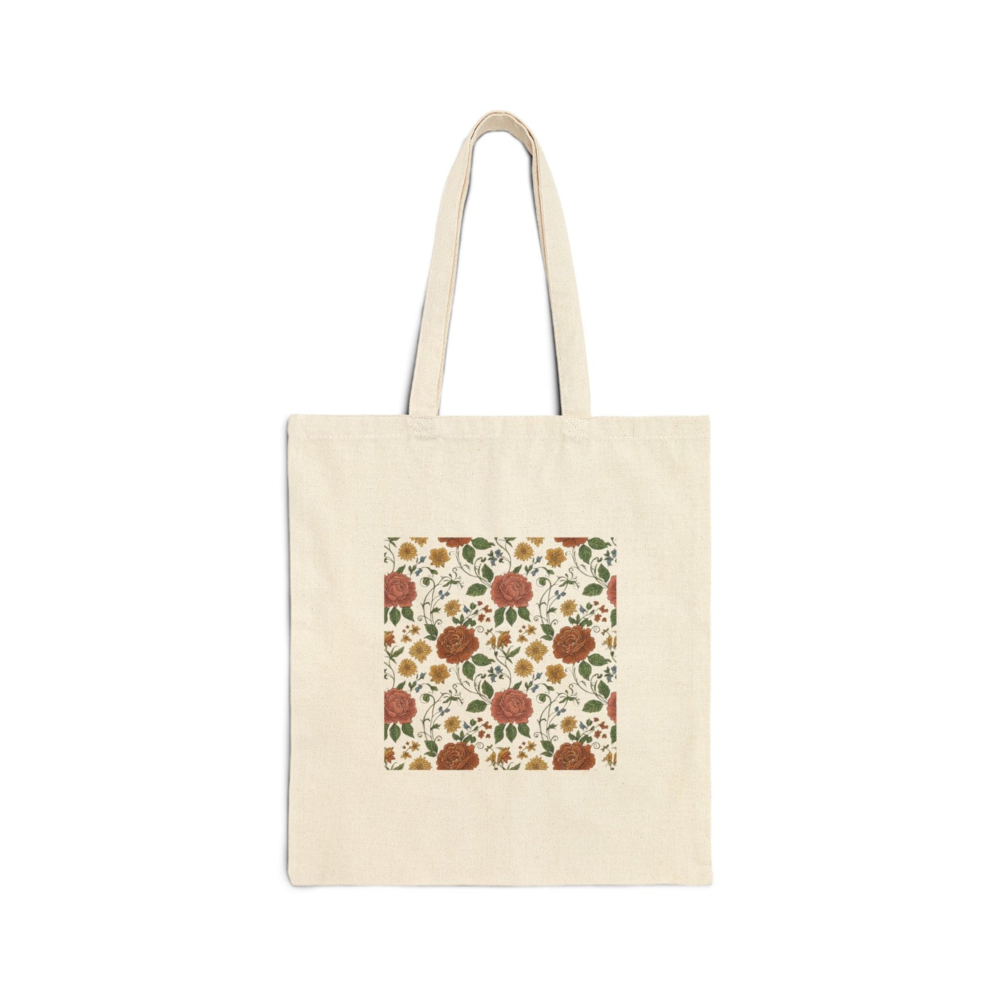 Rustic Floral Pattern Tote | cottage floral print, folk repeat