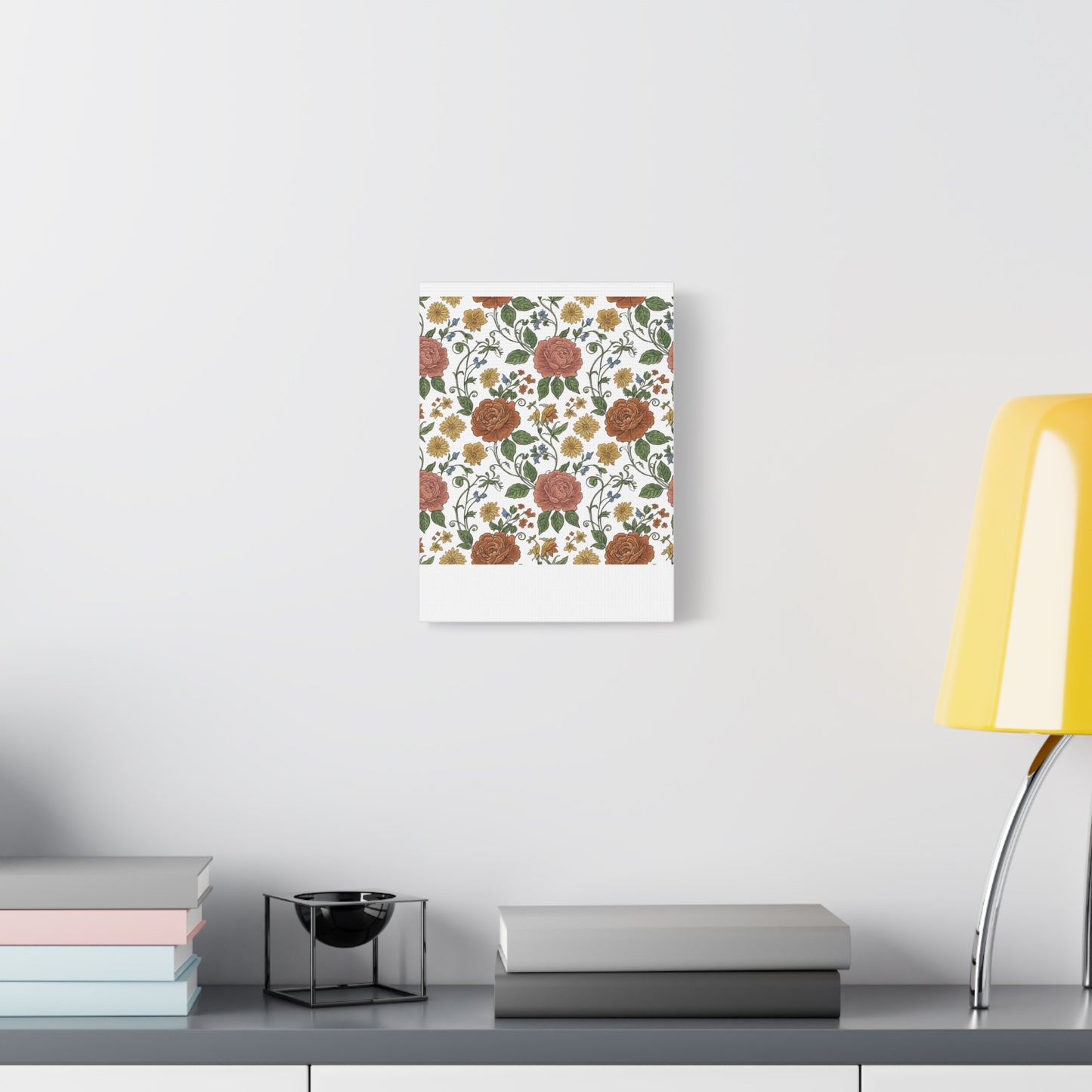 Rustic Floral Pattern Canvas | Folk Repeat Cottage Floral Print