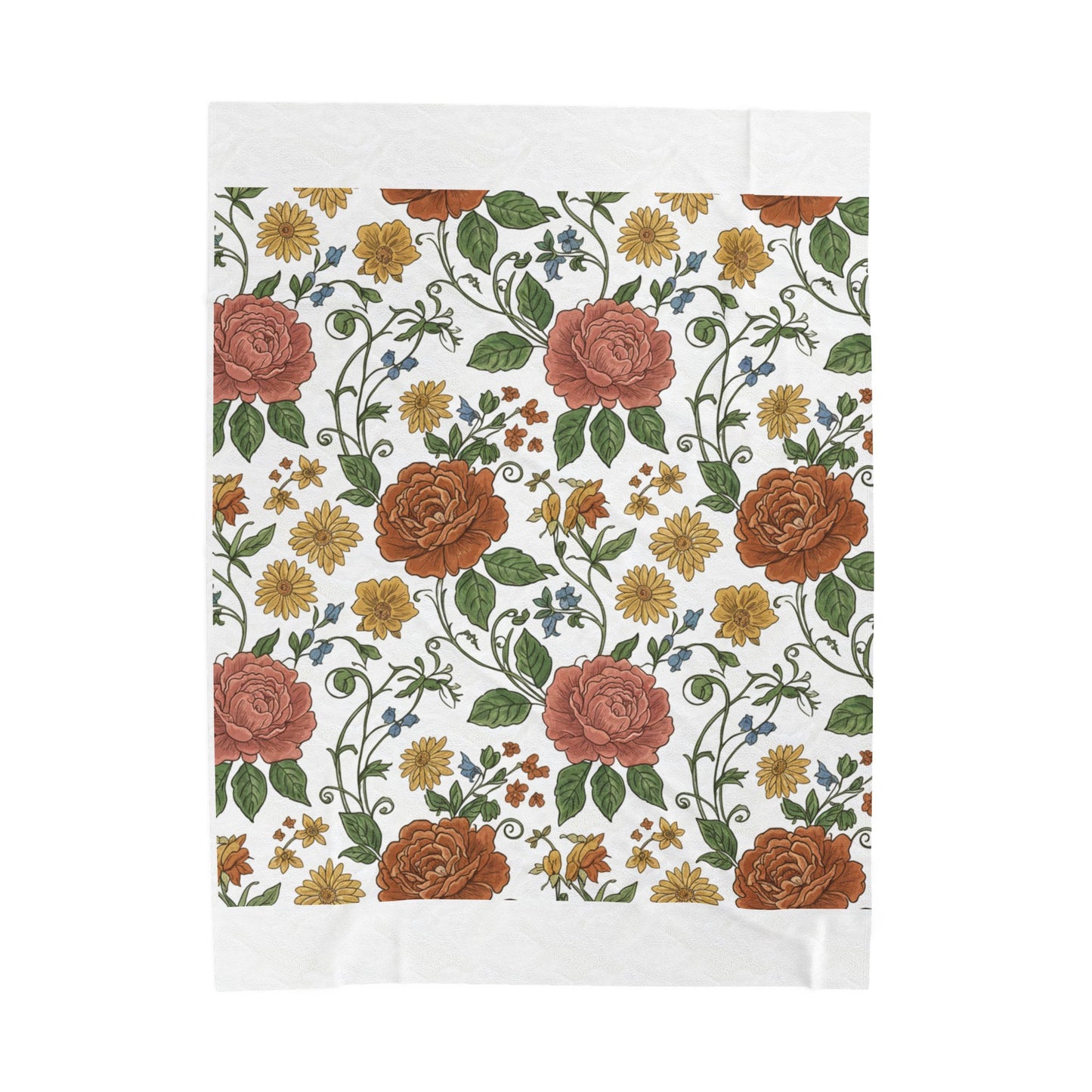 Cottage Rustic Floral Pattern Blanket | folk repeat vintage wallpaper