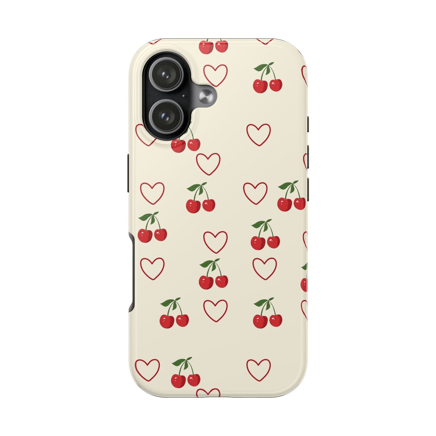 Cherry Heart Tough Phone Case — Retro Cute Protective iPhone Case