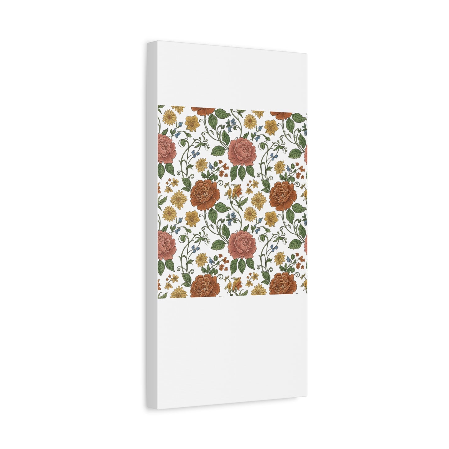 Rustic Floral Pattern Canvas | Folk Repeat Cottage Floral Print