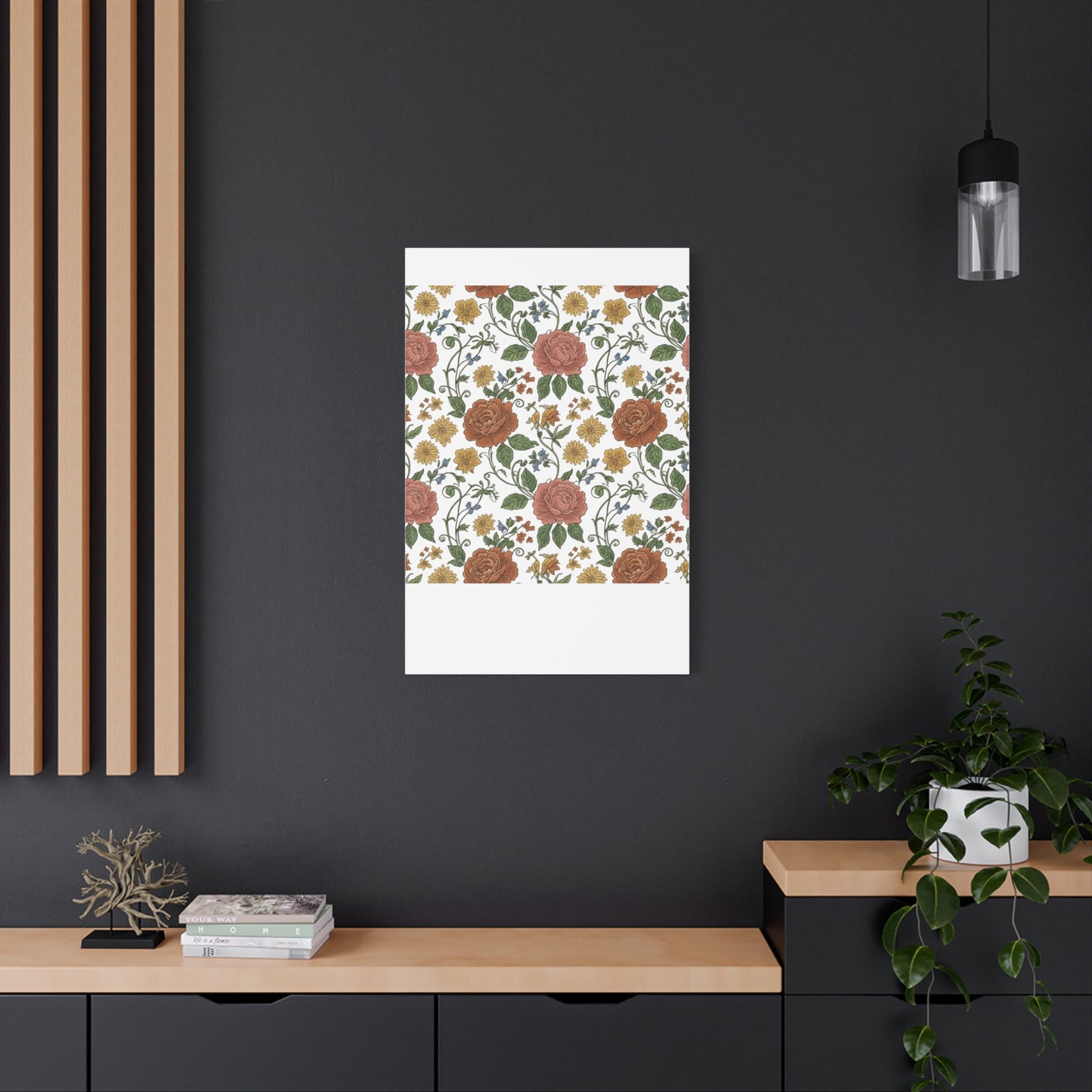 Rustic Floral Pattern Canvas | Folk Repeat Cottage Floral Print