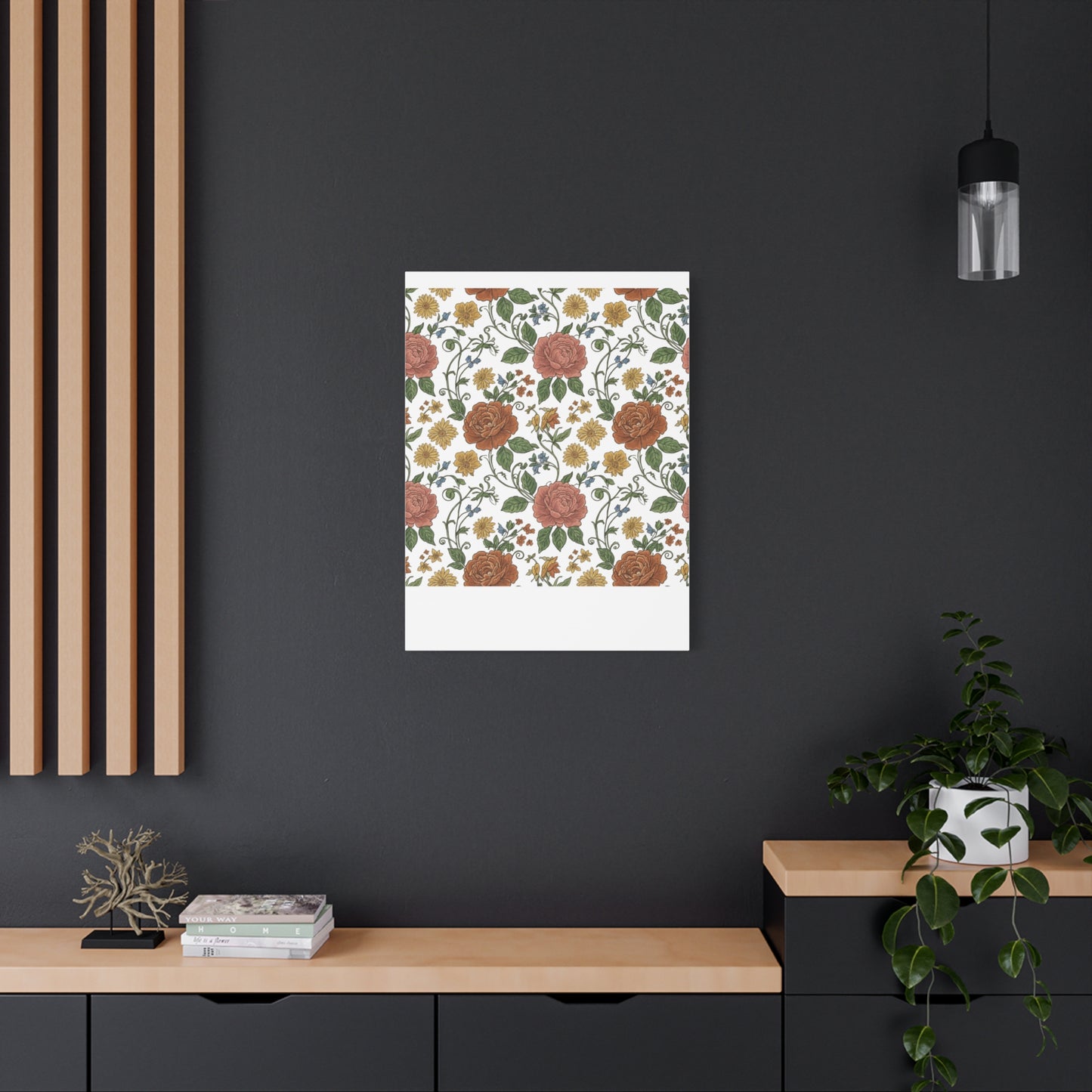 Rustic Floral Pattern Canvas | Folk Repeat Cottage Floral Print