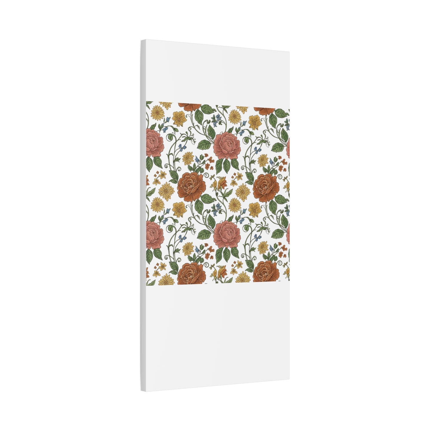 Rustic Floral Pattern Canvas | Folk Repeat Cottage Floral Print