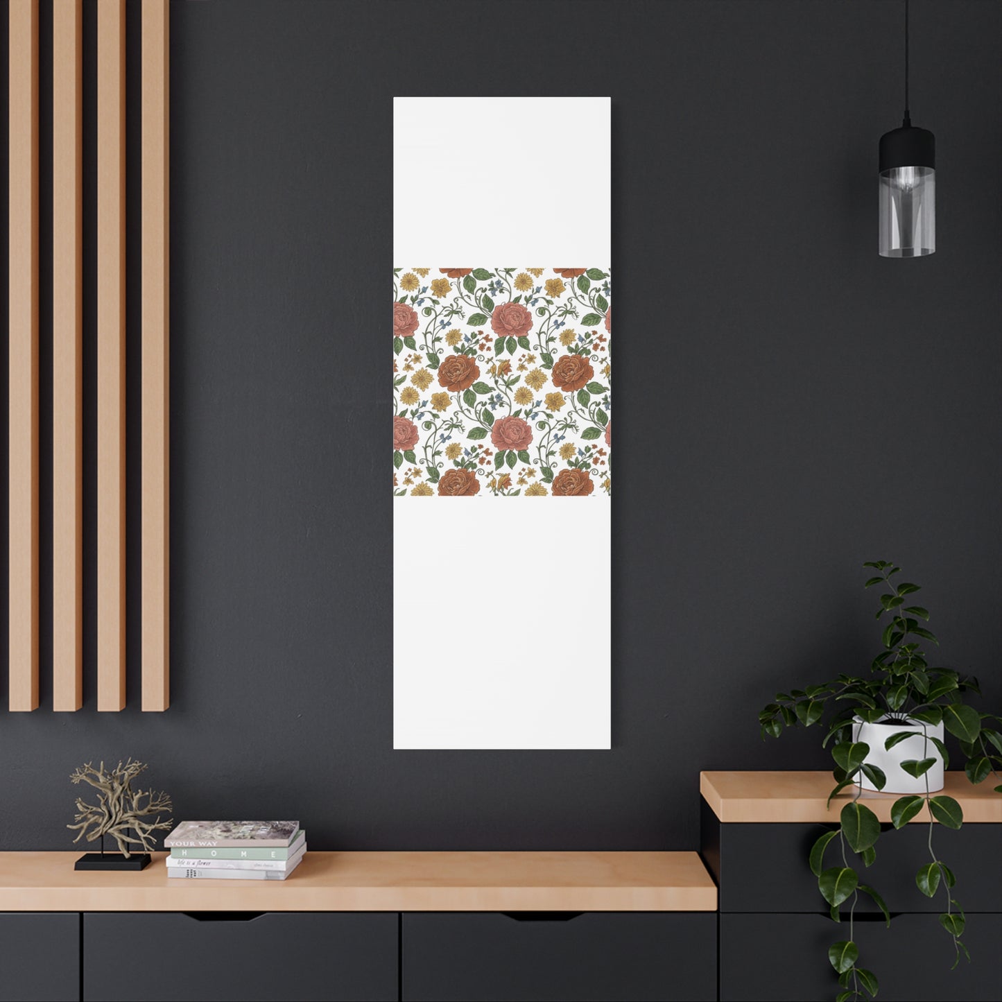 Rustic Floral Pattern Canvas | Folk Repeat Cottage Floral Print