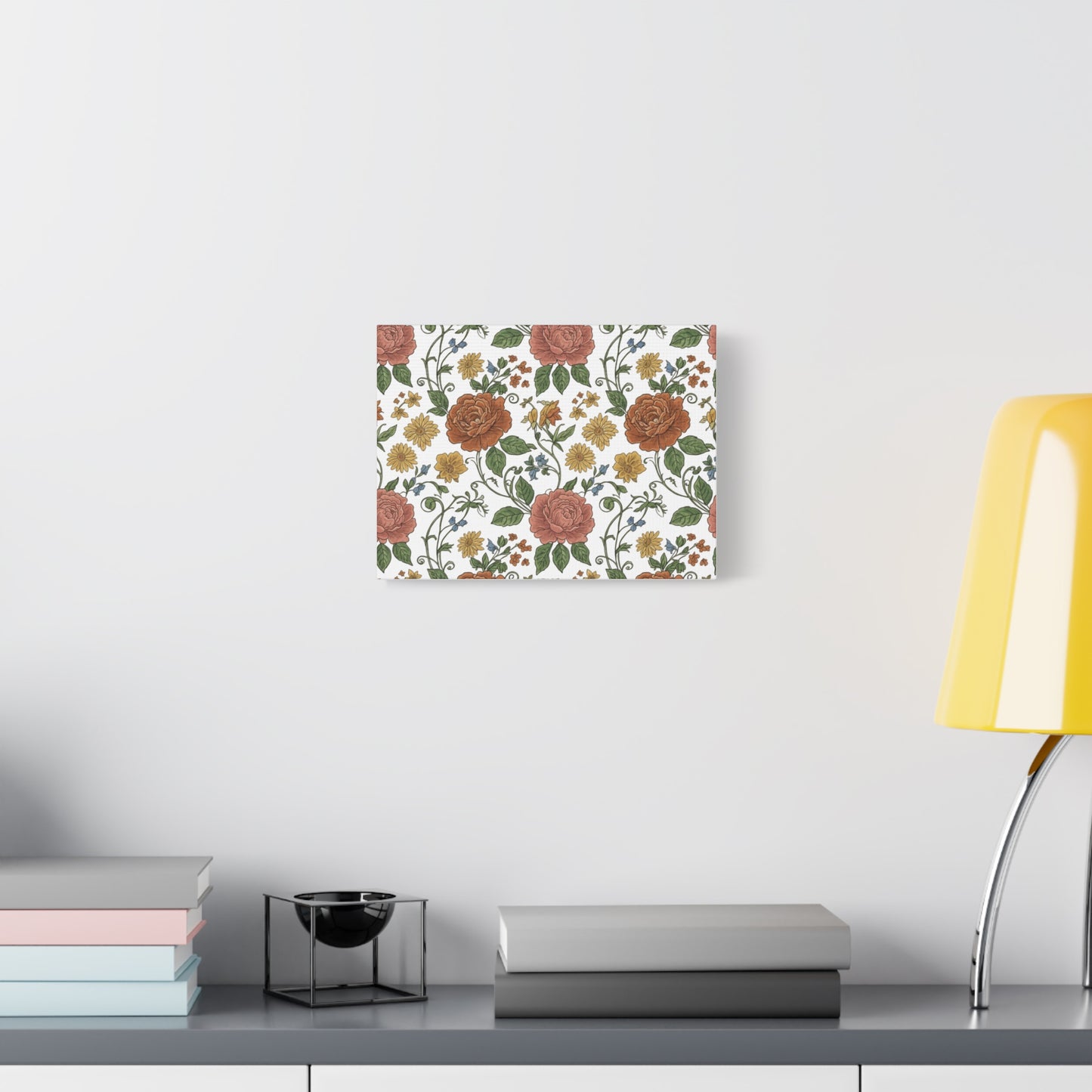 Rustic Floral Pattern Canvas | Folk Repeat Cottage Floral Print
