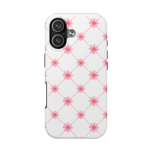 Tough Phone Case — Pink Floral Lattice Protective iPhone Cover