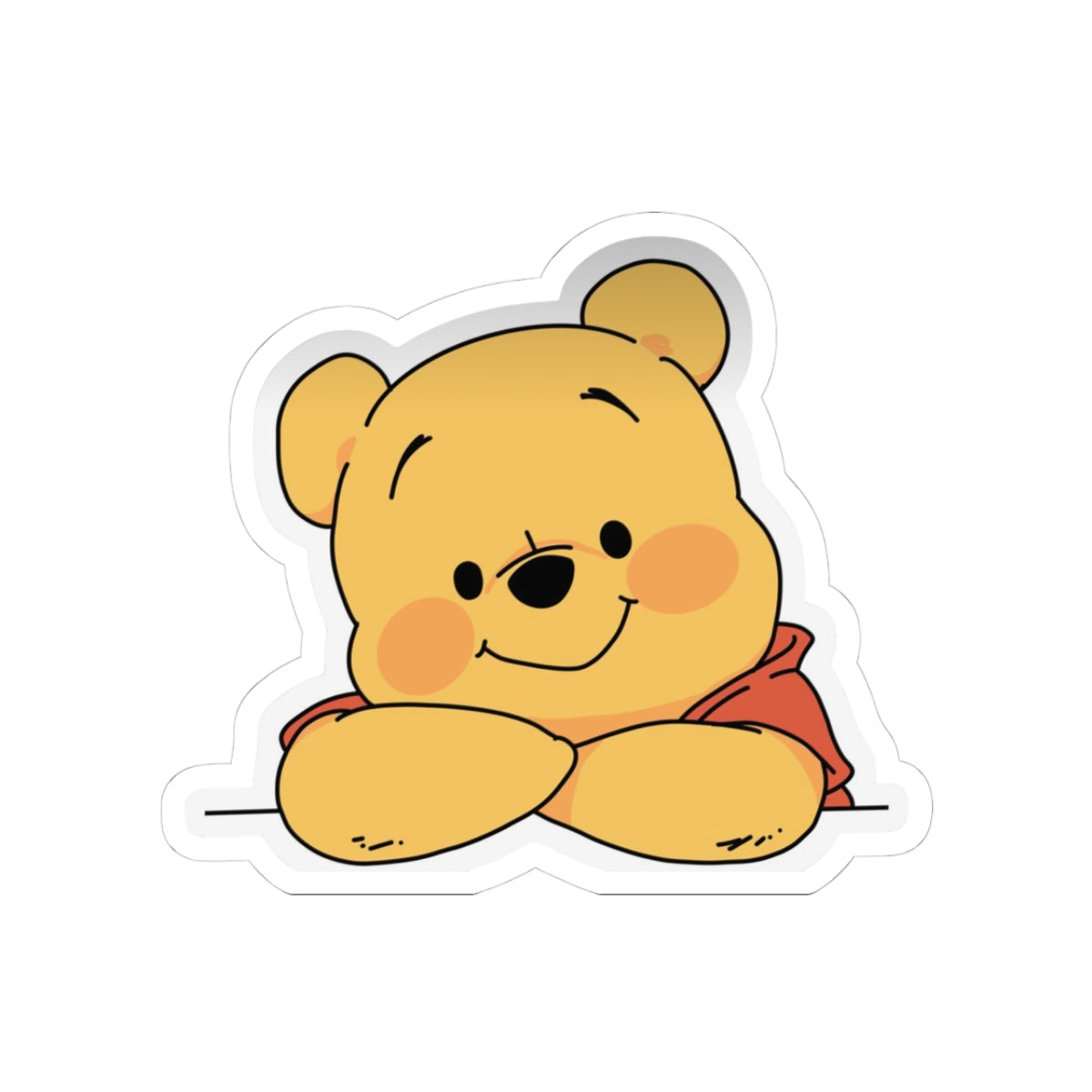 Cute Pooh Bear Kiss-Cut Sticker — Adorable Laptop & Water Bottle Decal