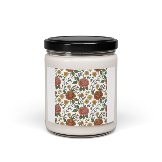 Rustic Floral Repeat Candle, Cottage Floral Pattern | Vintage Wallpaper Soy Candle