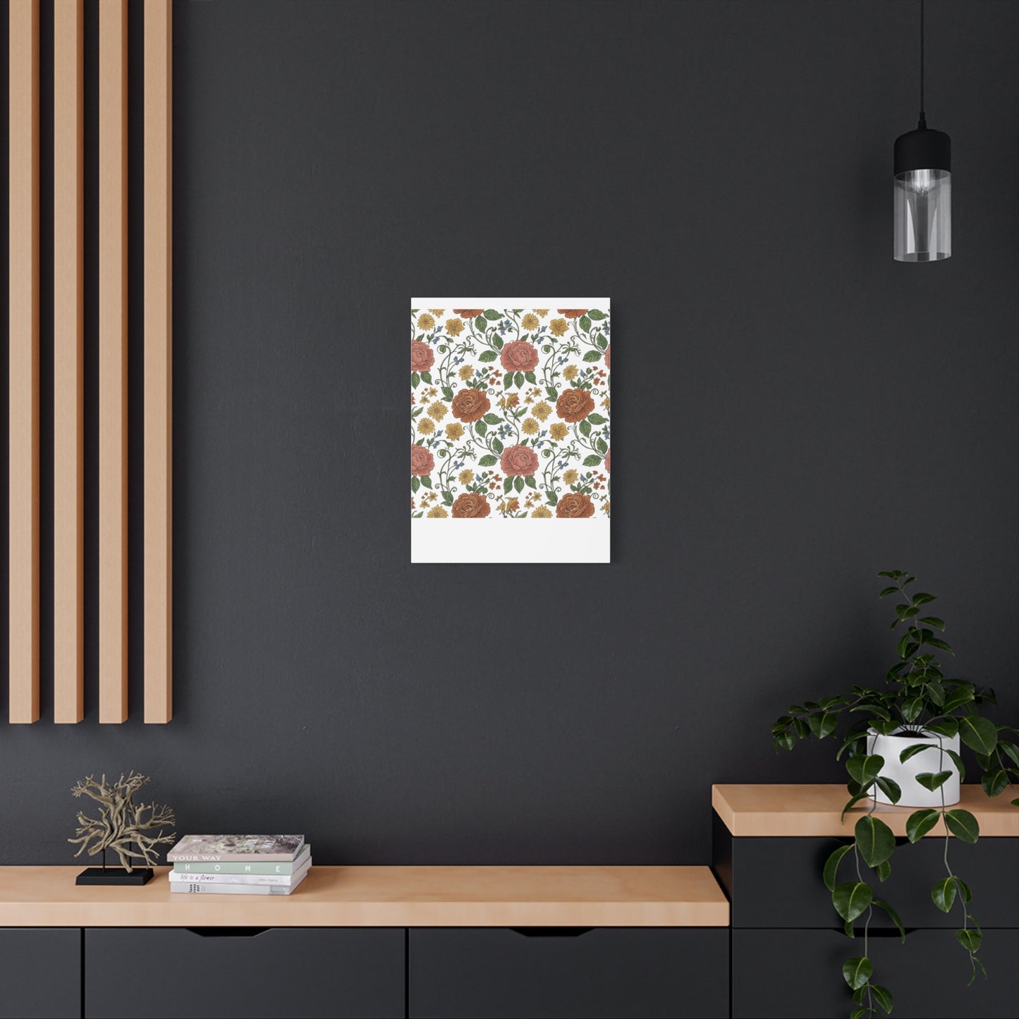 Rustic Floral Pattern Canvas | Folk Repeat Cottage Floral Print
