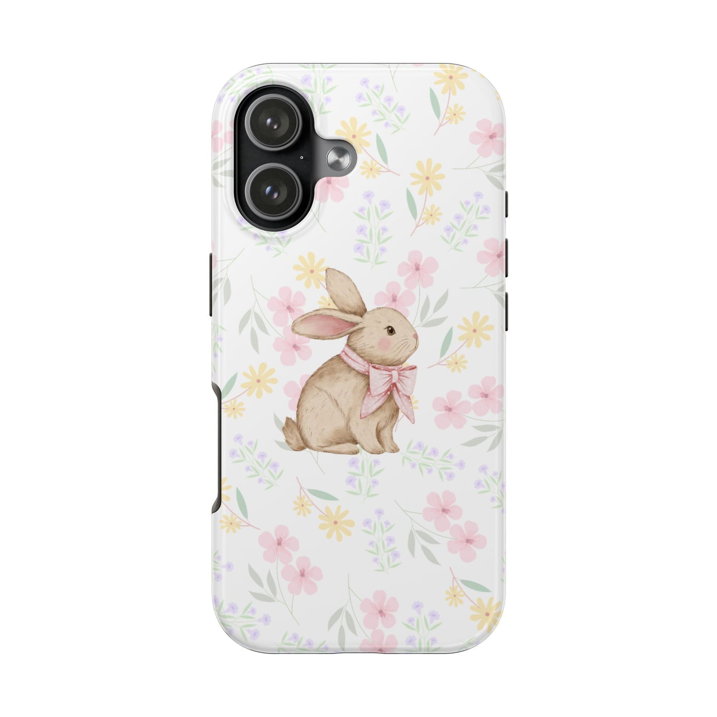 Cute Floral Bunny Tough Phone Case — Pastel Rabbit Phone Cover