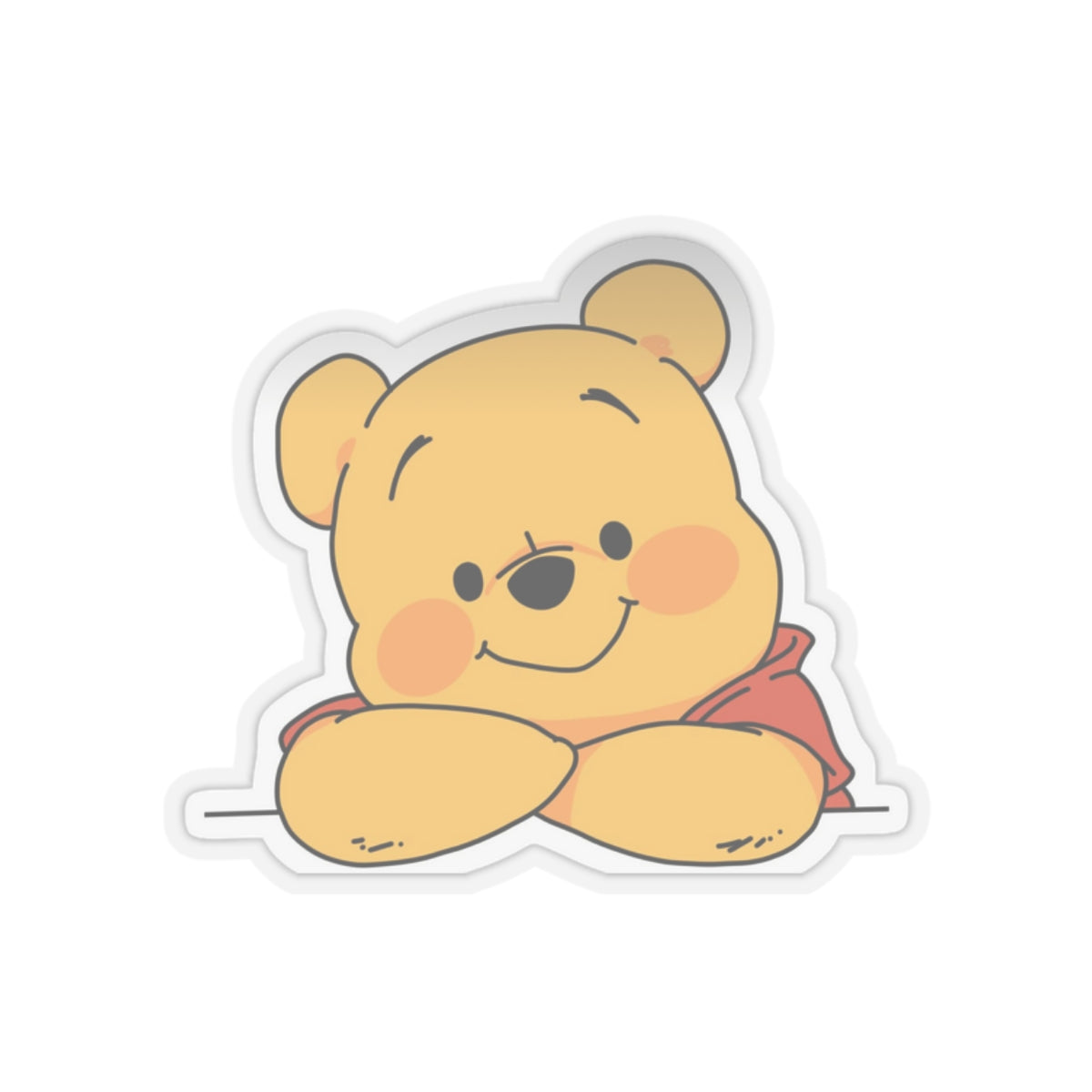 Cute Pooh Bear Kiss-Cut Sticker — Adorable Laptop & Water Bottle Decal