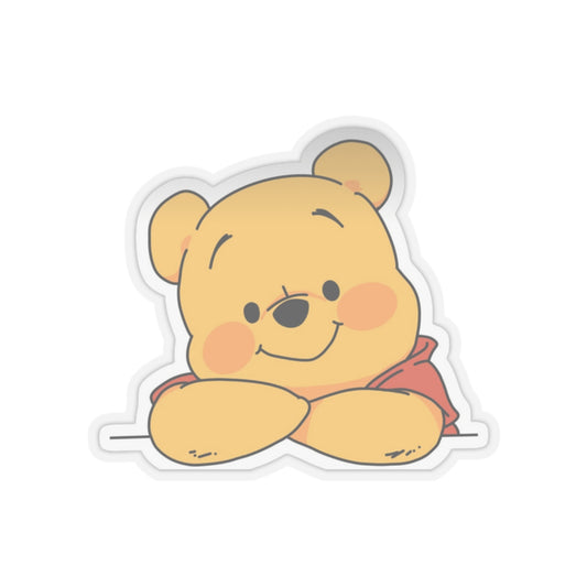 Cute Pooh Bear Kiss-Cut Sticker — Adorable Laptop & Water Bottle Decal
