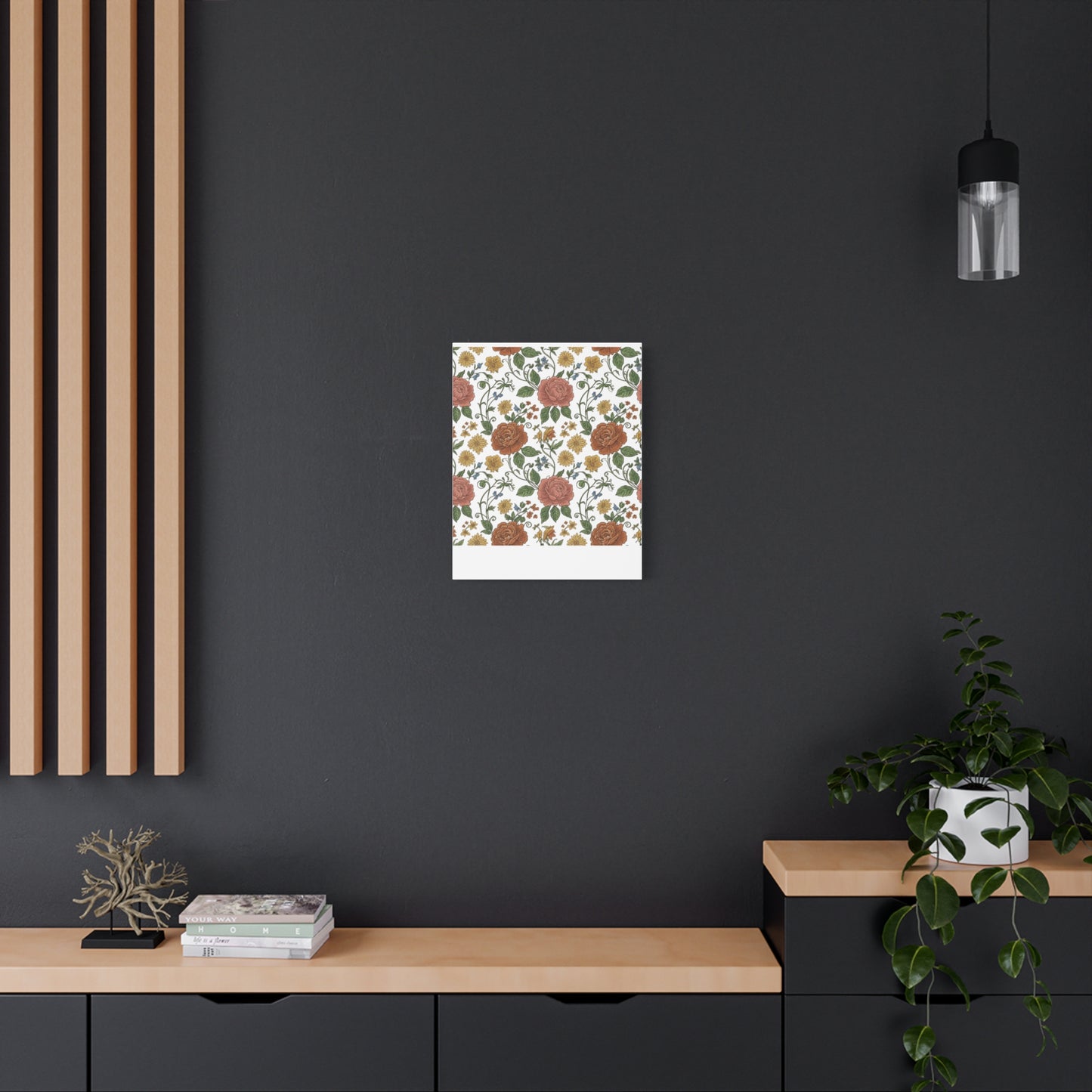 Rustic Floral Pattern Canvas | Folk Repeat Cottage Floral Print