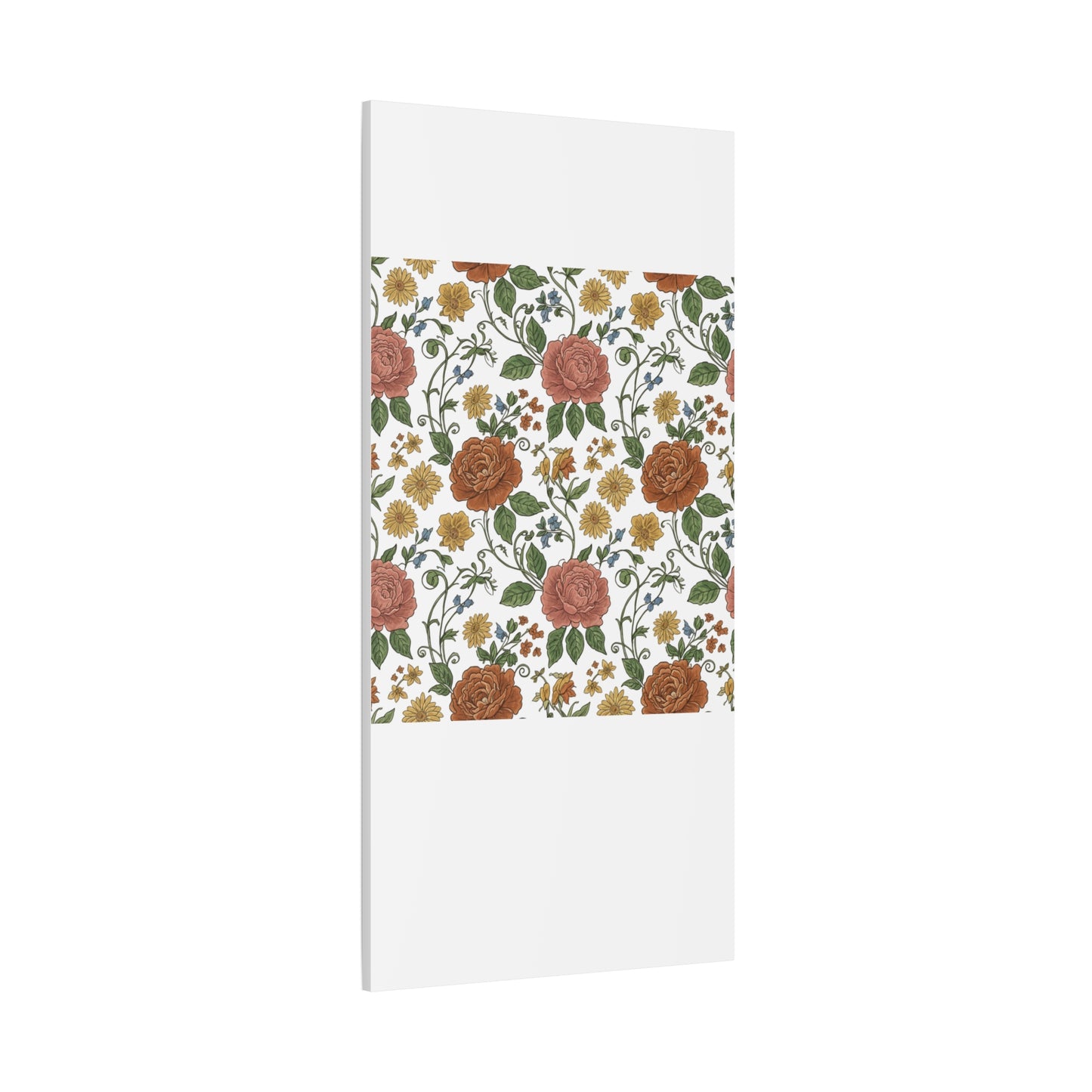 Rustic Floral Pattern Canvas | Folk Repeat Cottage Floral Print